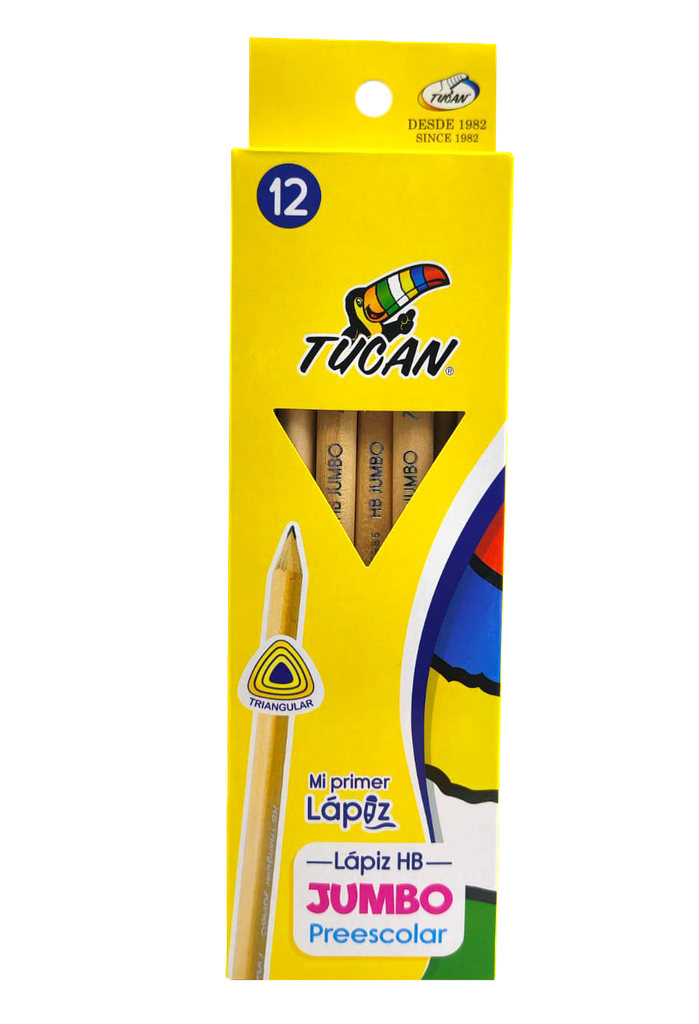 Lapiz Hb Triangular Madera Jumbo Con Borrador Docena