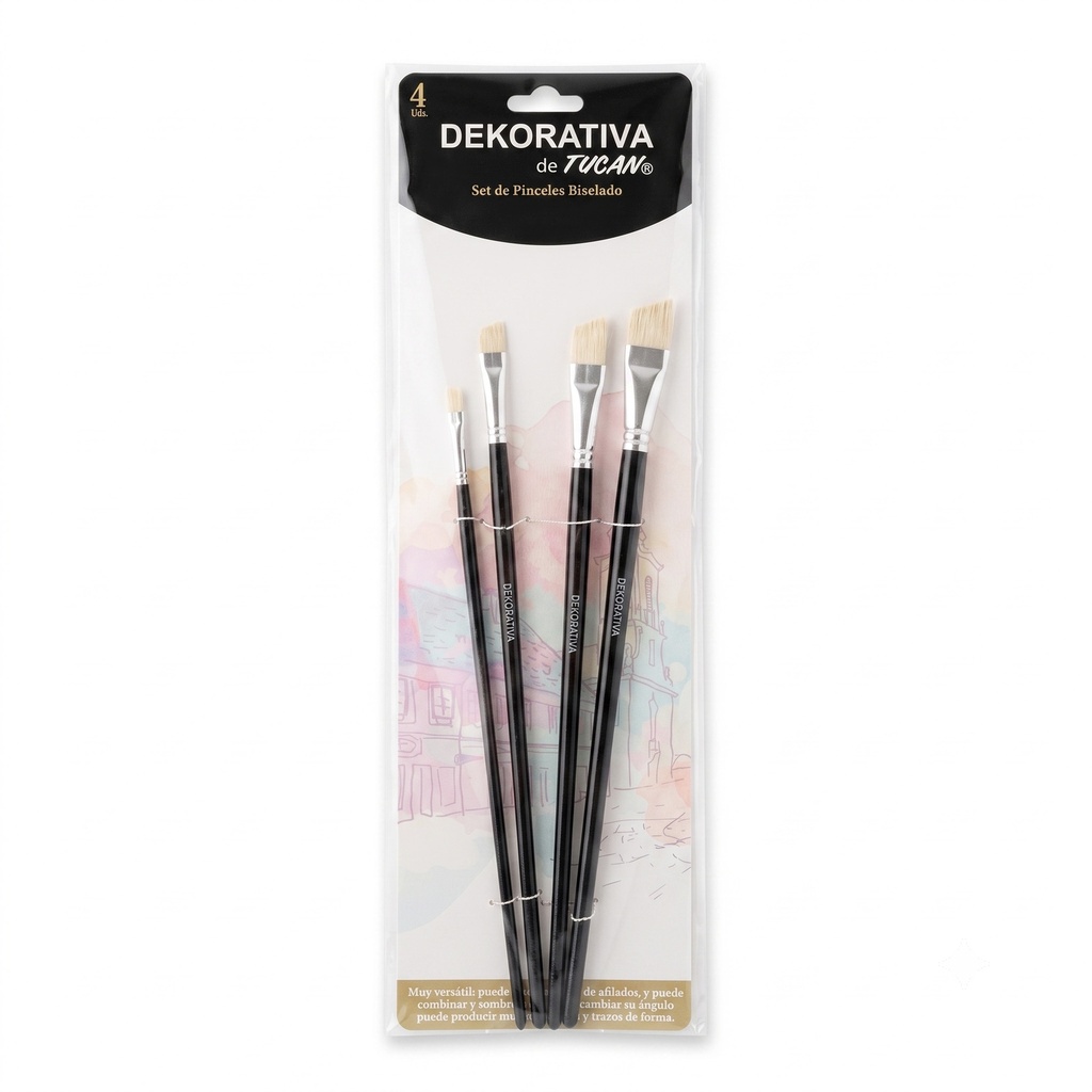 Pincel Cerda Blanca Bisel 4 u Dekorativa