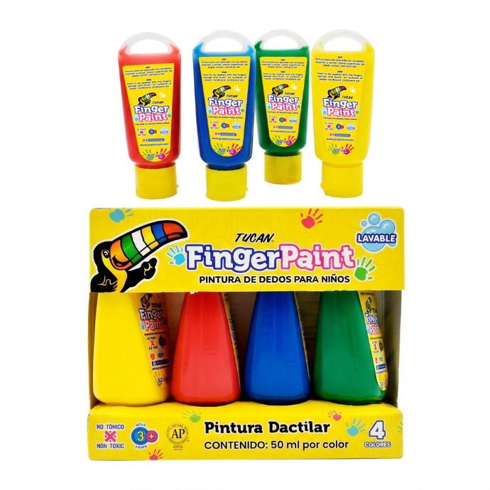 Finger Paint Tucan 50Ml 4 Colores Basico